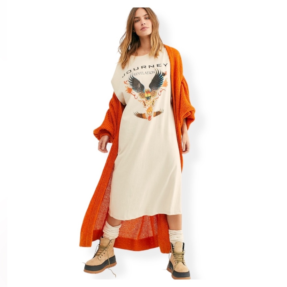 Daydreamer Orange and Cream Maxi Dress